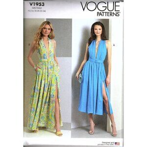 Vogue V1953 Misses 16 to 24 Halter Style Dress Uncut Sewing Pattern